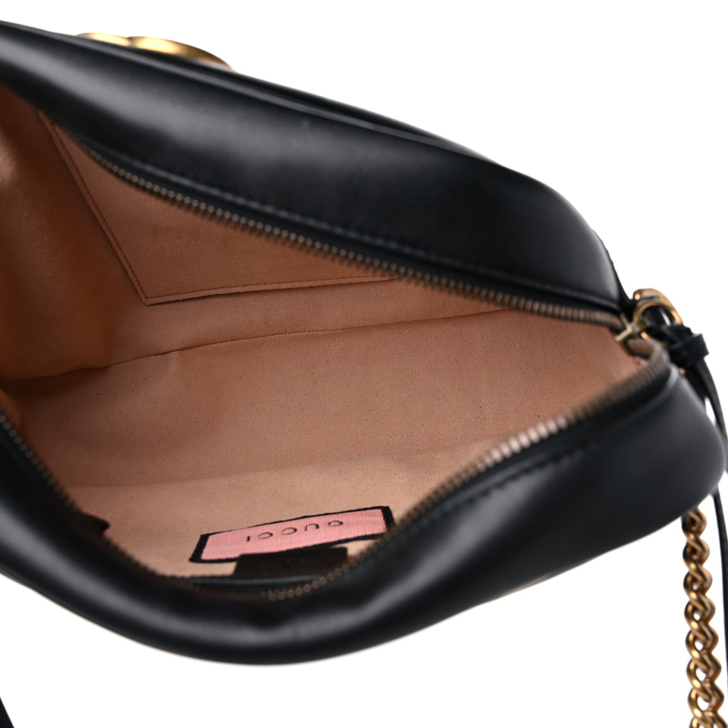 Gucci Calfskin Matelasse GucciGhost Medium GG Marmont Chain Shoulder Bag Black New Acquamarine 5 of 13