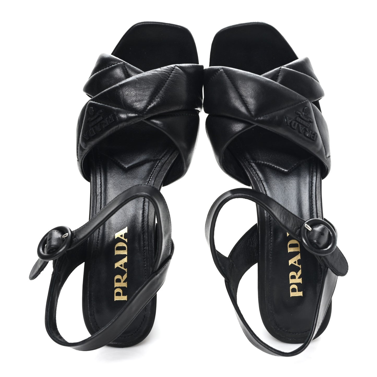 Nappa Logo Quilted Crisscross Platform 20/65mm Sandals 37.5  Black