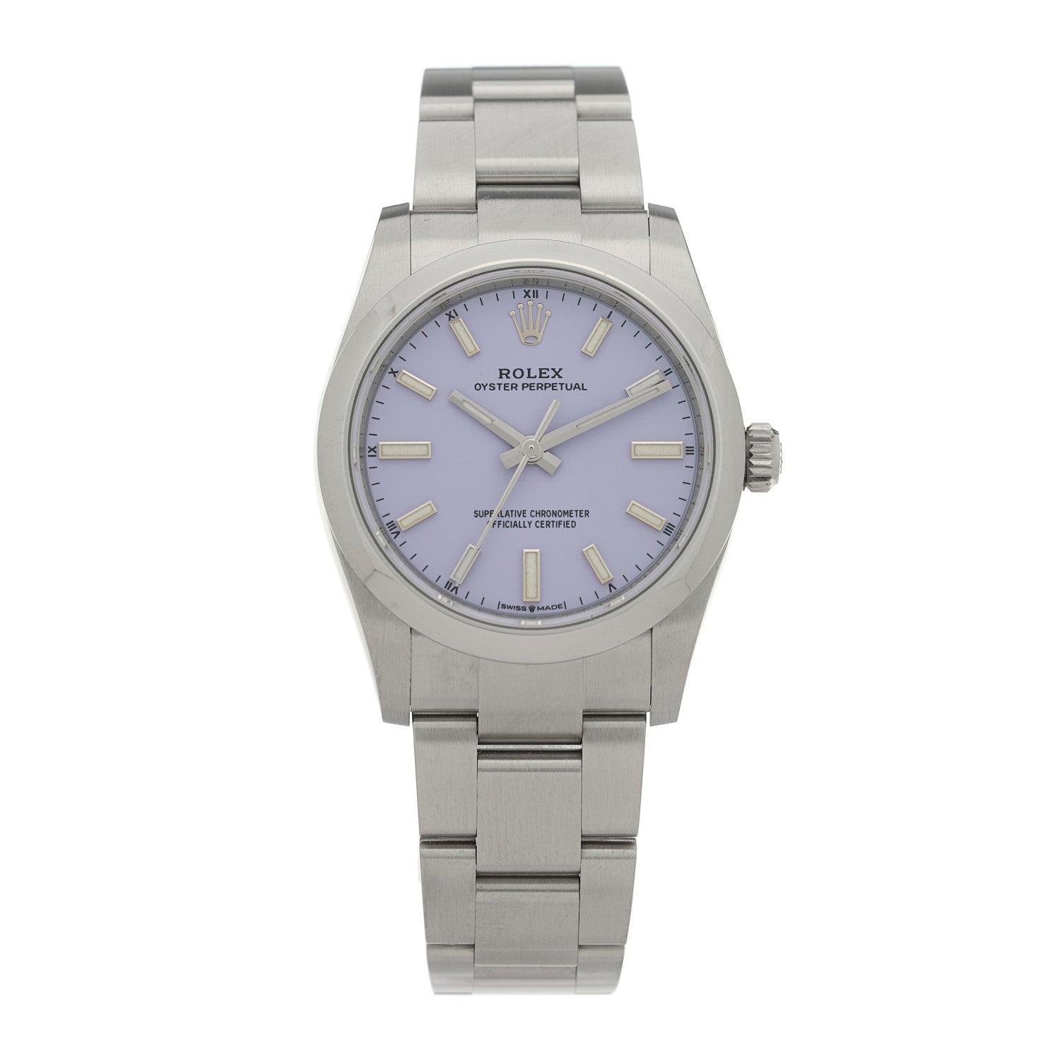 Rolex Stainless Steel 34mm Oyster Perpetual Watch Lavender 124200 1 of 5