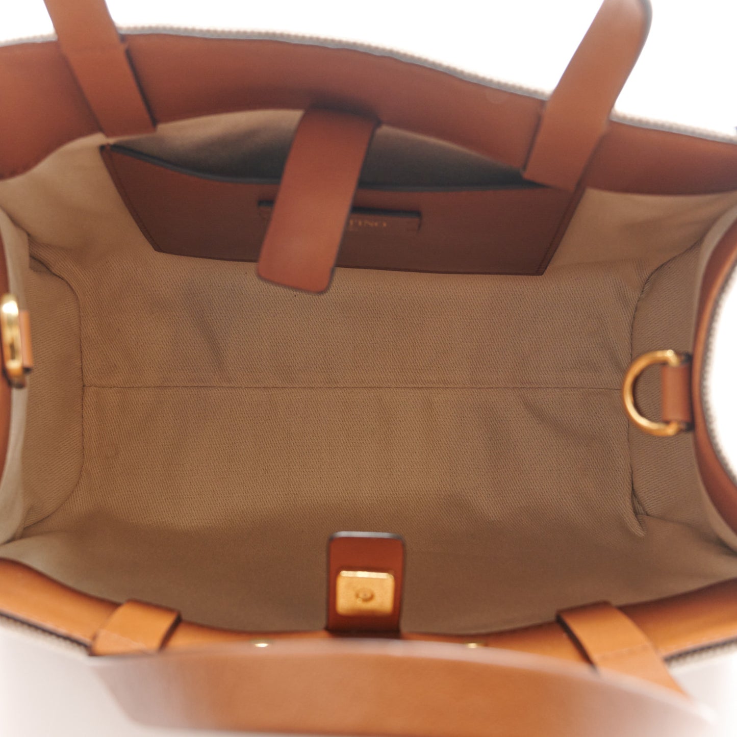 Canvas Calfskin Small Vlogo Signature Handbag Beige Selleria