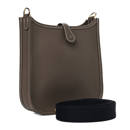 Hermes Taurillon Clemence Amazone Evelyne TPM Etoupe Bleu Indigo 2 of 4