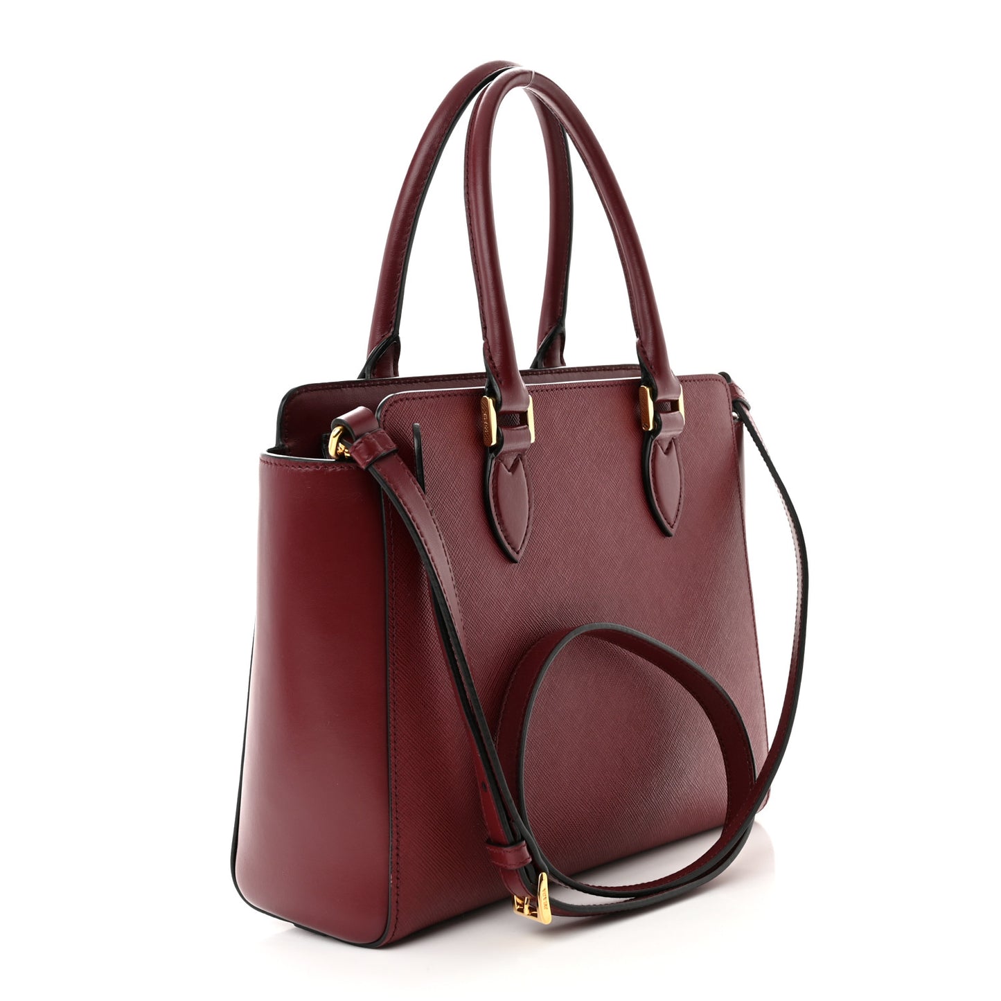 Saffiano Soft Calfskin Small Zippered Tote Cerise