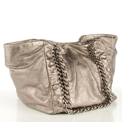 Chanel Metallic Cracked Calfskin Modern Chain Tote Dark Silver 3 of 8