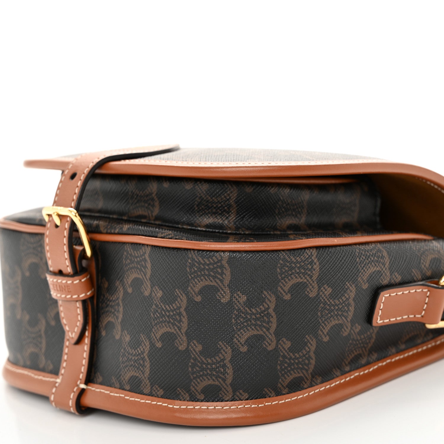 Celine Triomphe Canvas Medium Folco Bag Tan 9 of 9