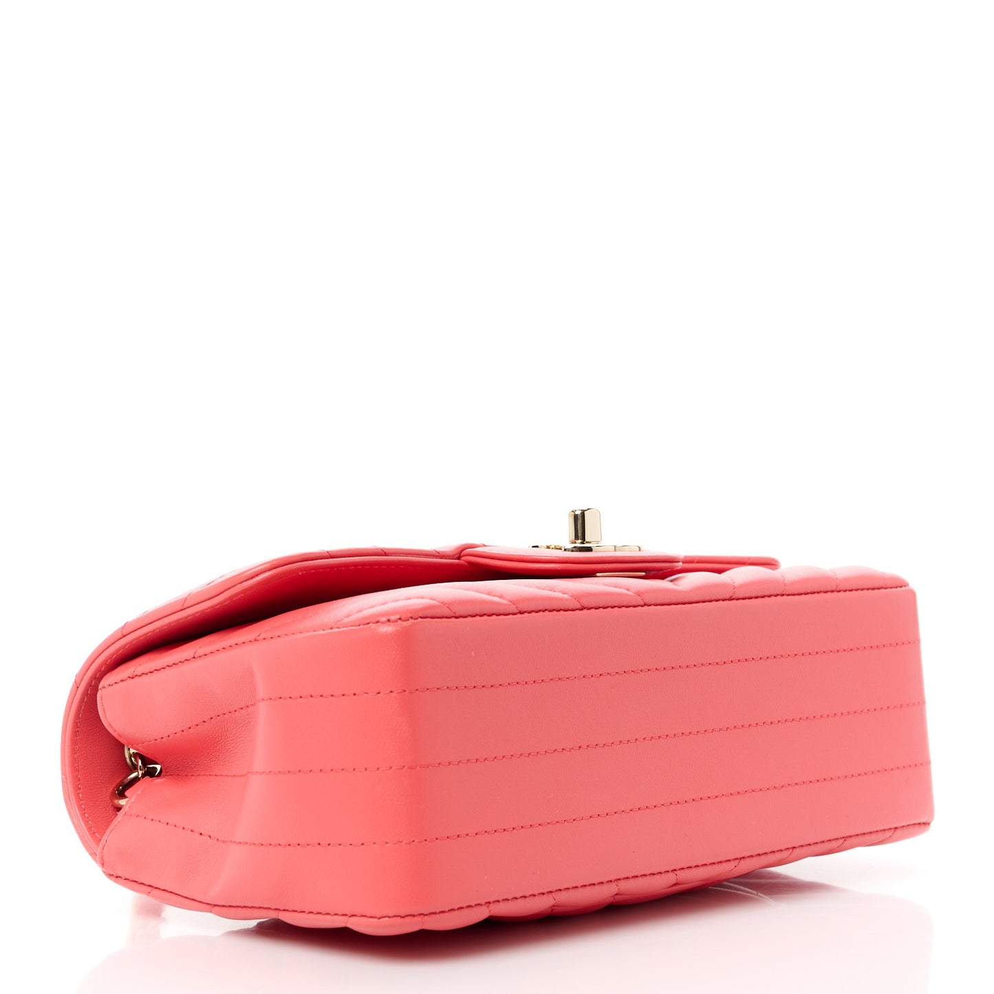 Lambskin Chevron Quilted Mini Rectangular Flap Pink