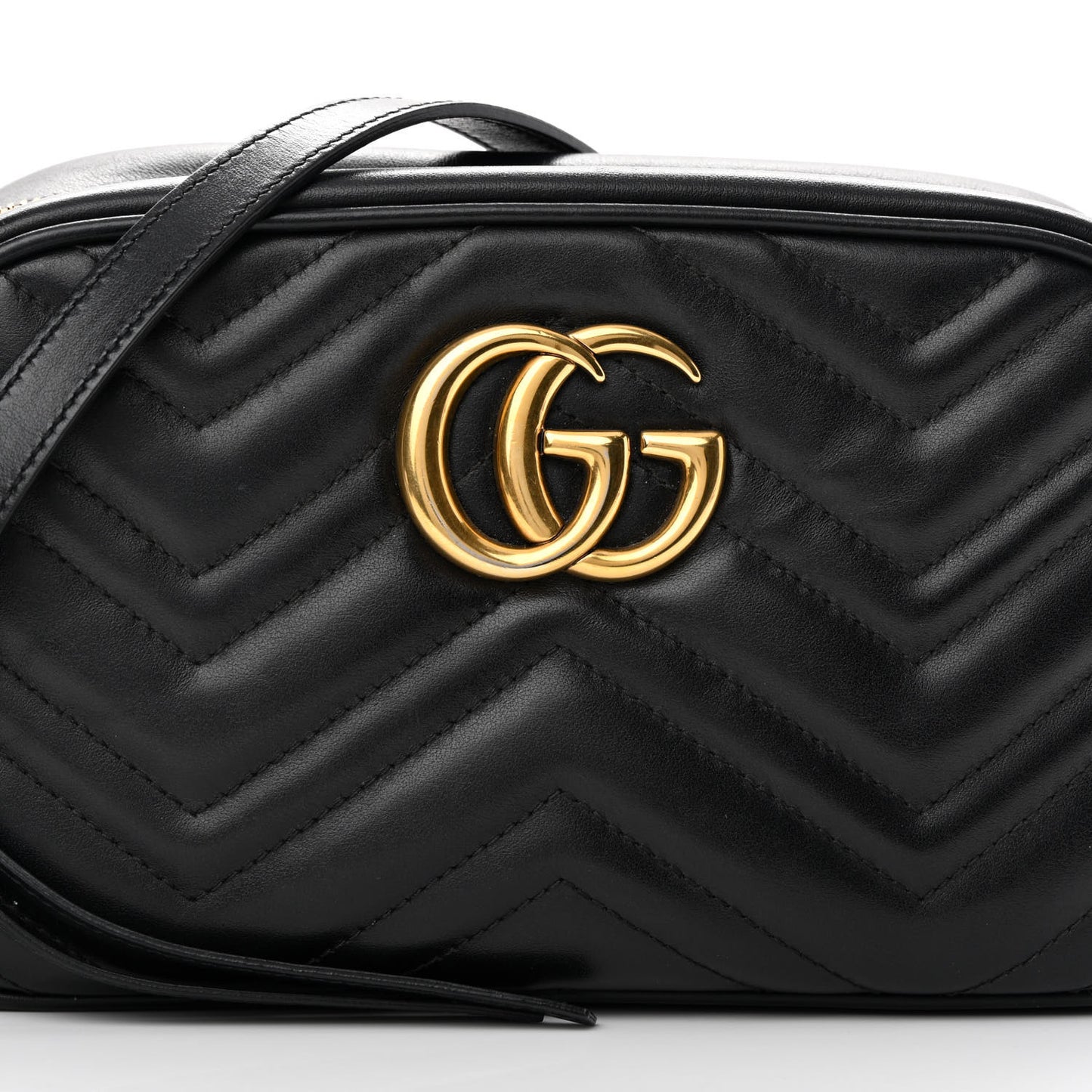 Calfskin Matelasse Small GG Marmont Chain Shoulder Bag Black