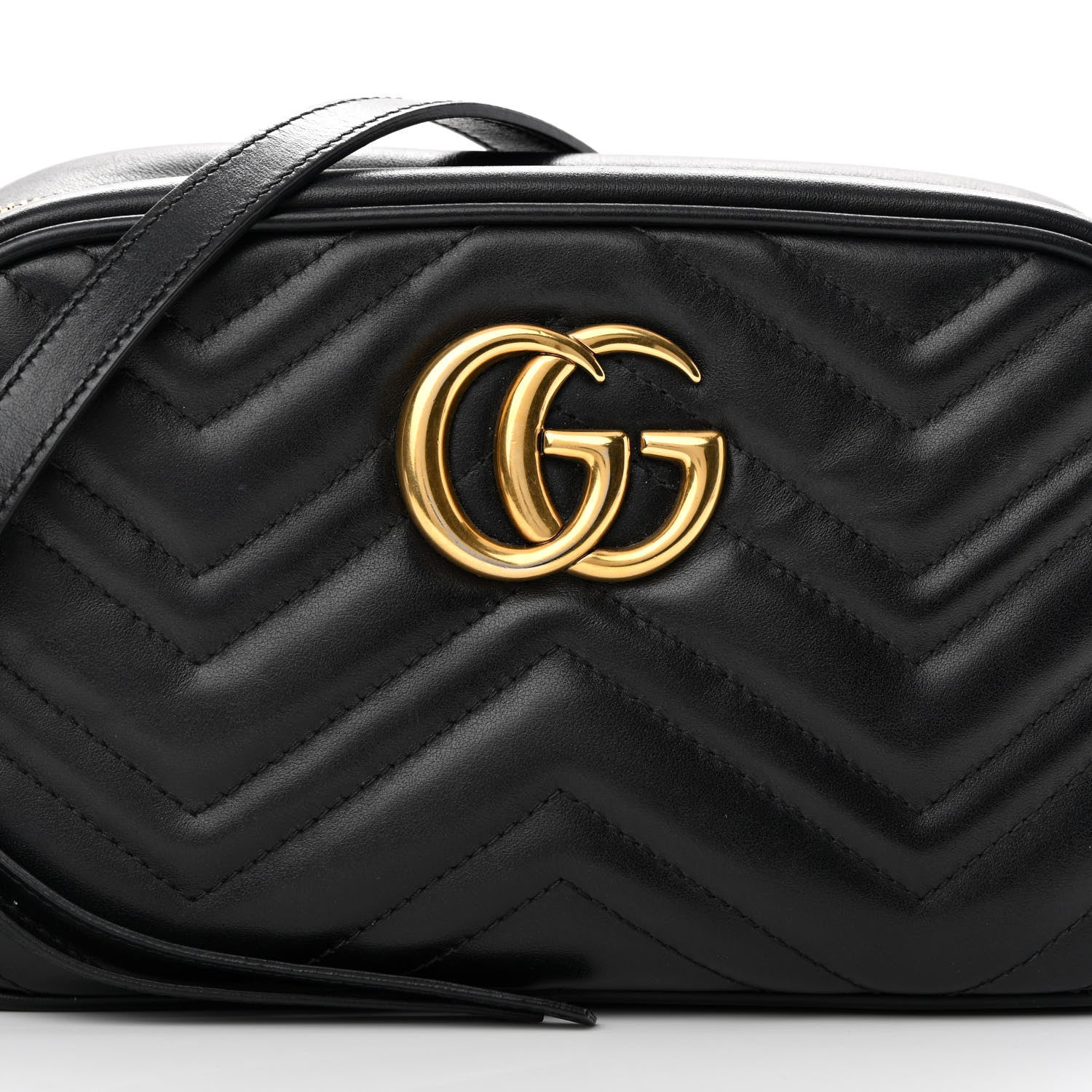 Gucci Calfskin Matelasse Small GG Marmont Chain Shoulder Bag Black 8 of 17