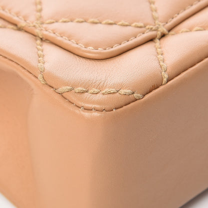 Chanel Calfskin Quilted Medium Wild Stitch Flap Beige 13 of 14