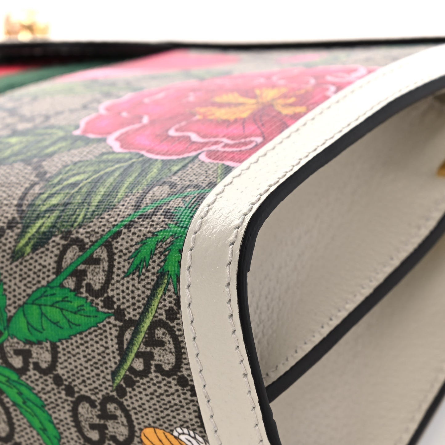 GG Supreme Monogram Flora Web Small Ophidia Chain Shoulder Bag White