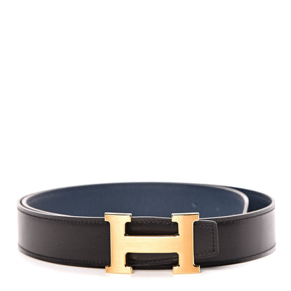 Hermes 135 Togo 32mm H Belt 90 Black Bleu de Prusse 1 of 7