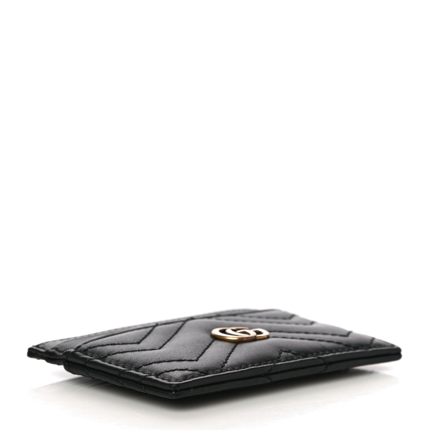 Calfskin Matelasse GG Marmont Card Holder Black