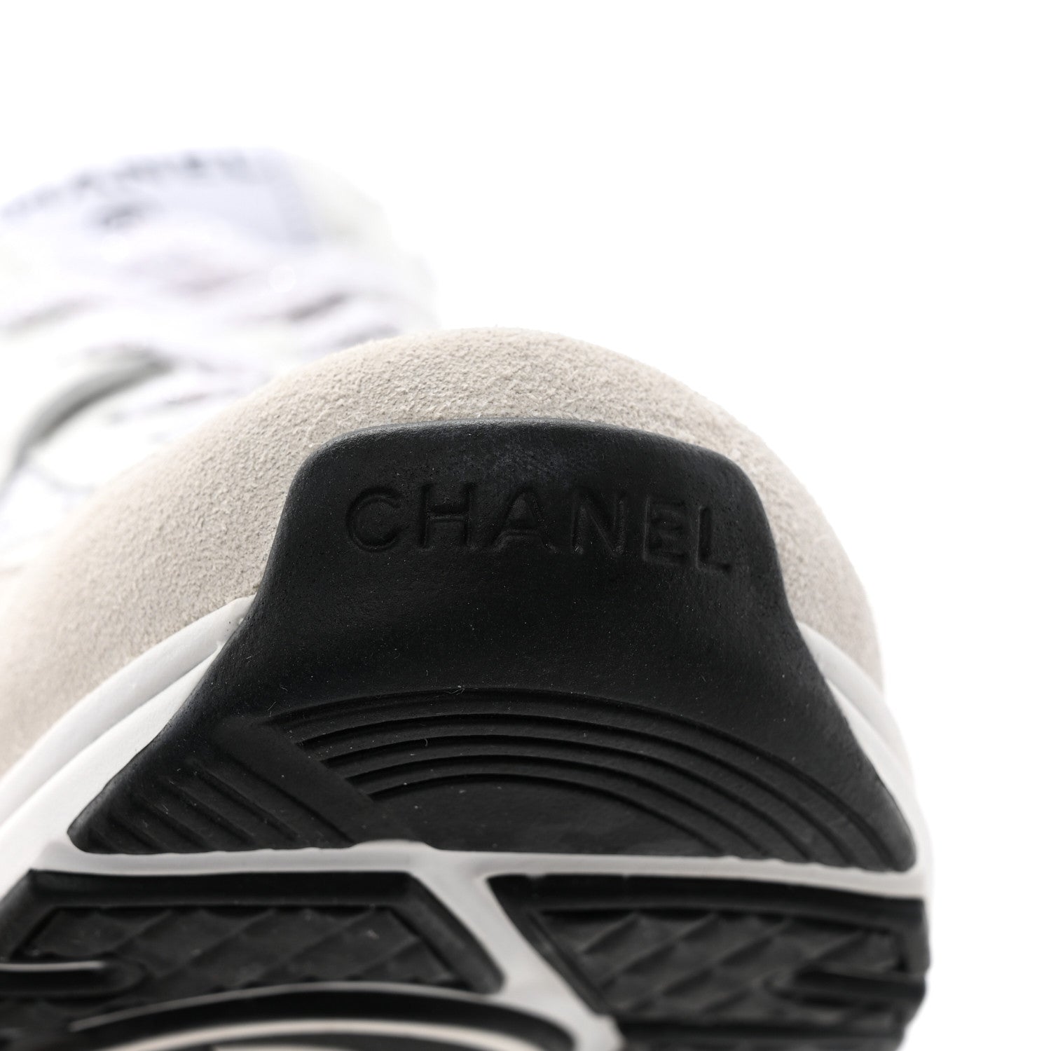Chanel Painted Iridescent Cotton Tweed Suede Calfskin Womens CC Sneakers 37.5 White Silver Multicolor 10 of 13