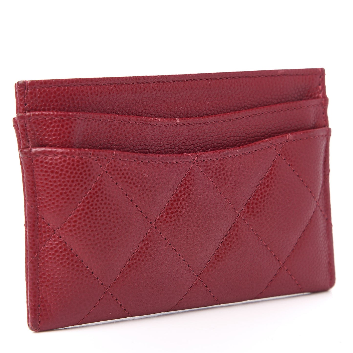 Caviar Quilted Card Holder Red