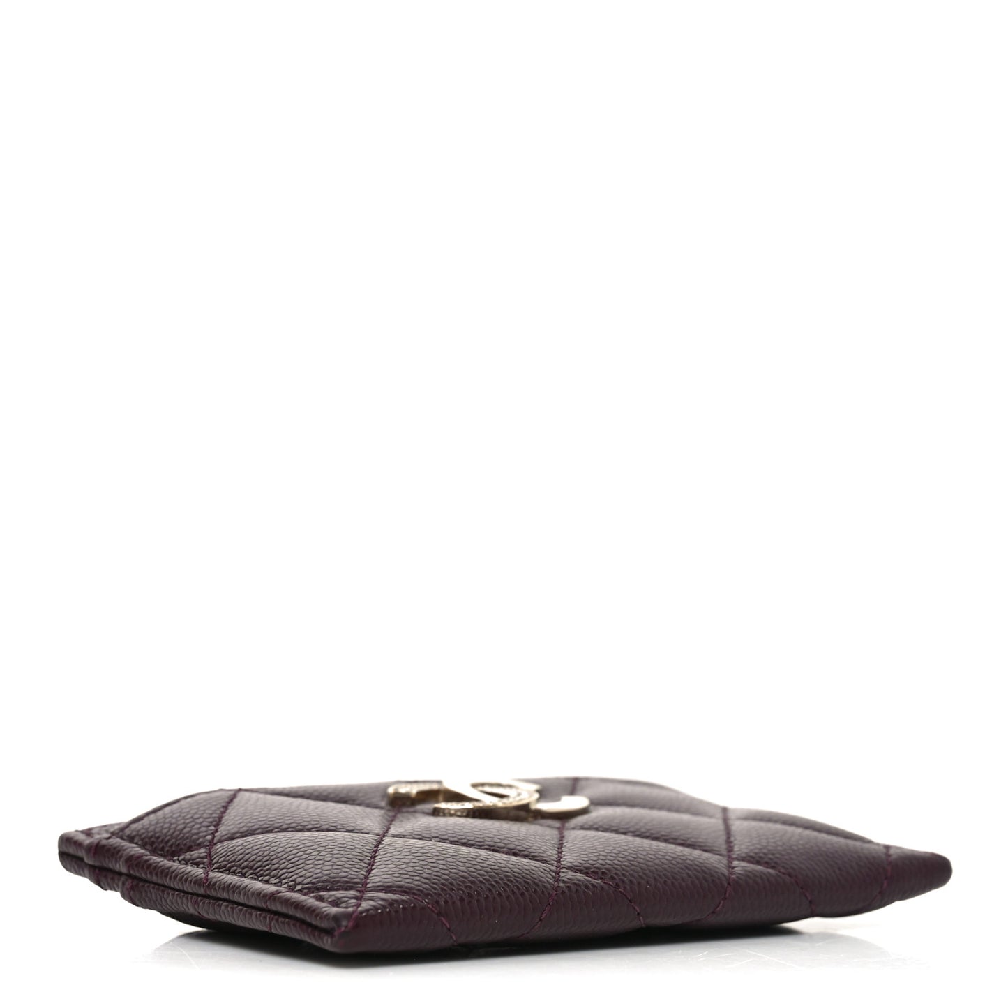 Caviar Quilted Crystal Card Holder Burgundy