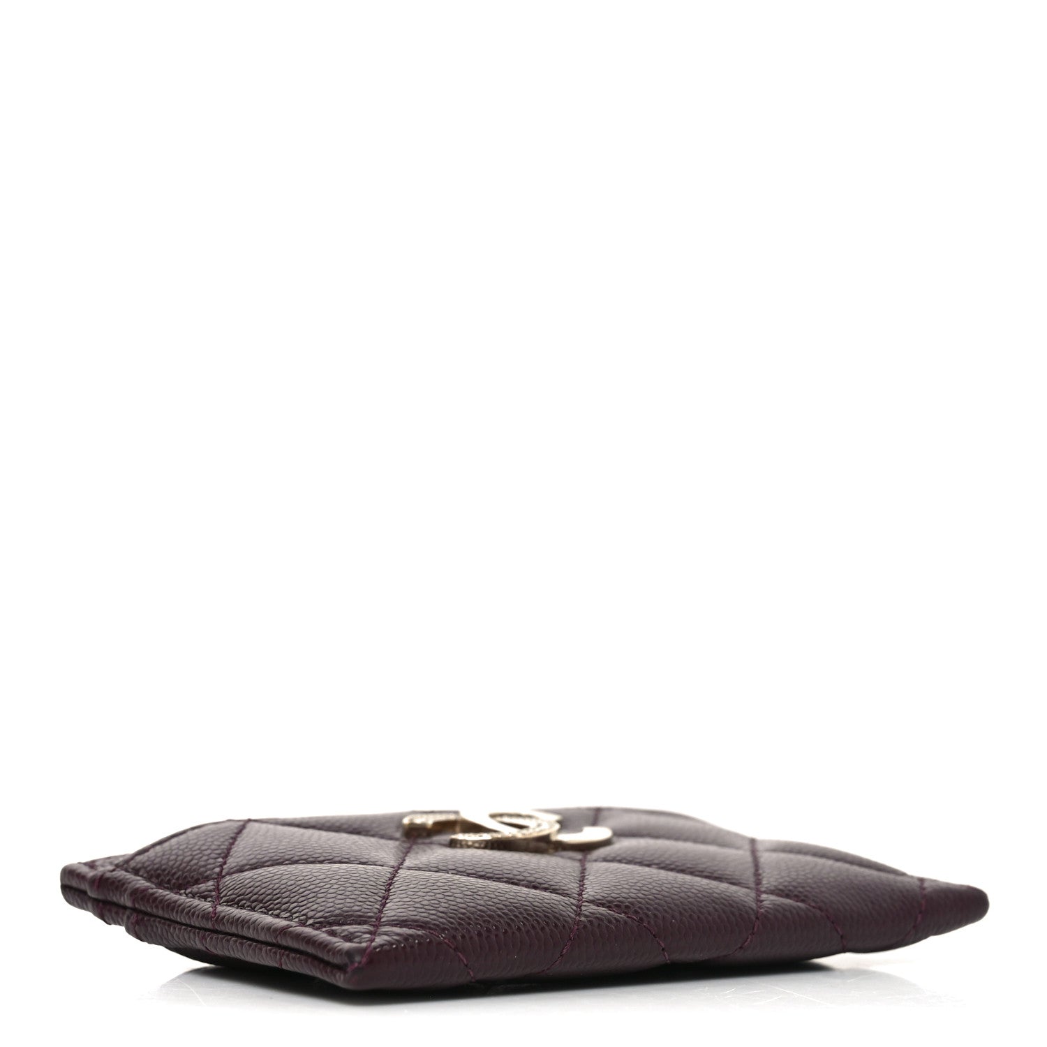 Chanel Caviar Quilted Crystal Card Holder Burgundy 4 of 10