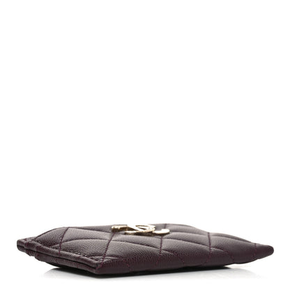 Chanel Caviar Quilted Crystal Card Holder Burgundy 4 of 10