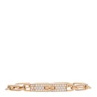 Hermes 18K Yellow Gold Diamond Pave PM Kelly Chaine Bracelet XS 1 of 4