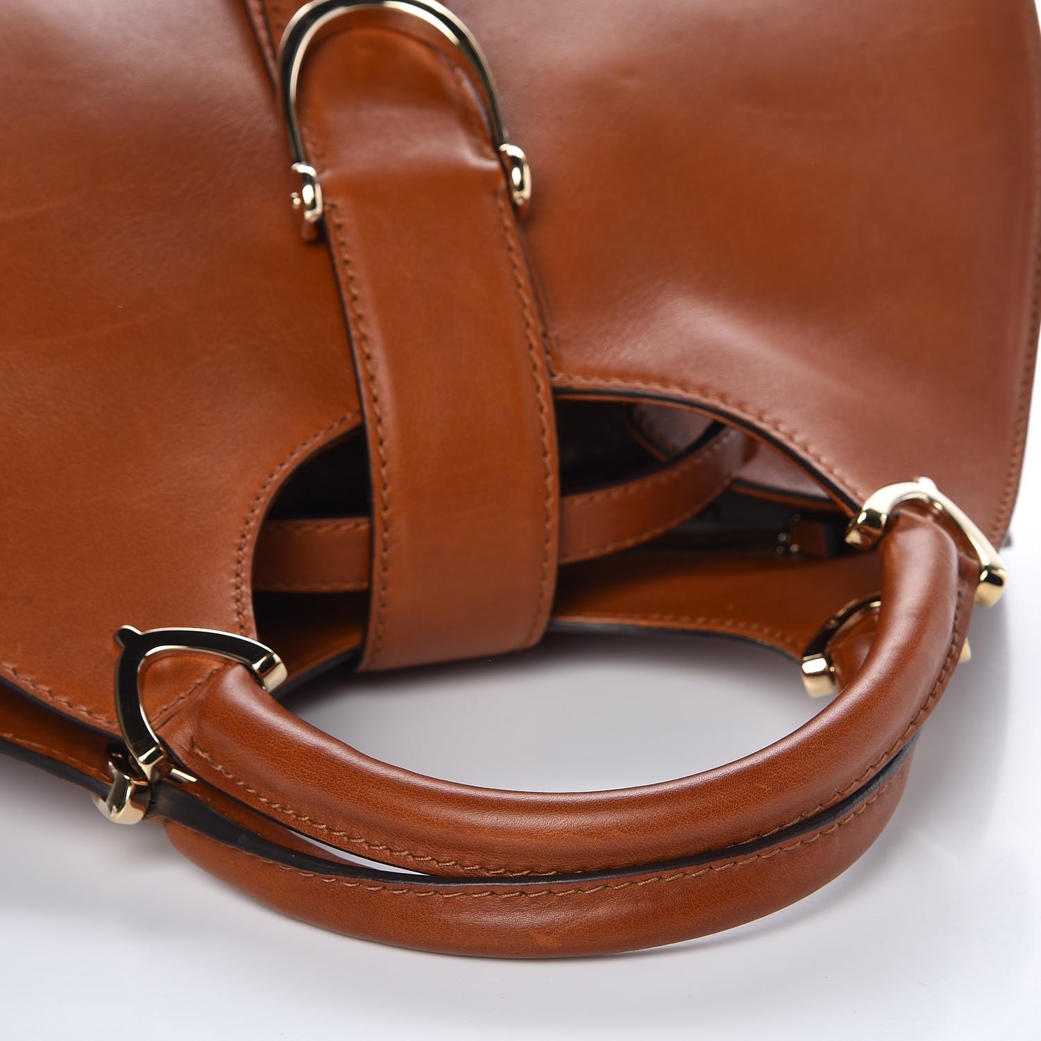 Gucci Calfskin Medium Stirrup Top Handle Bag Brown 8 of 10