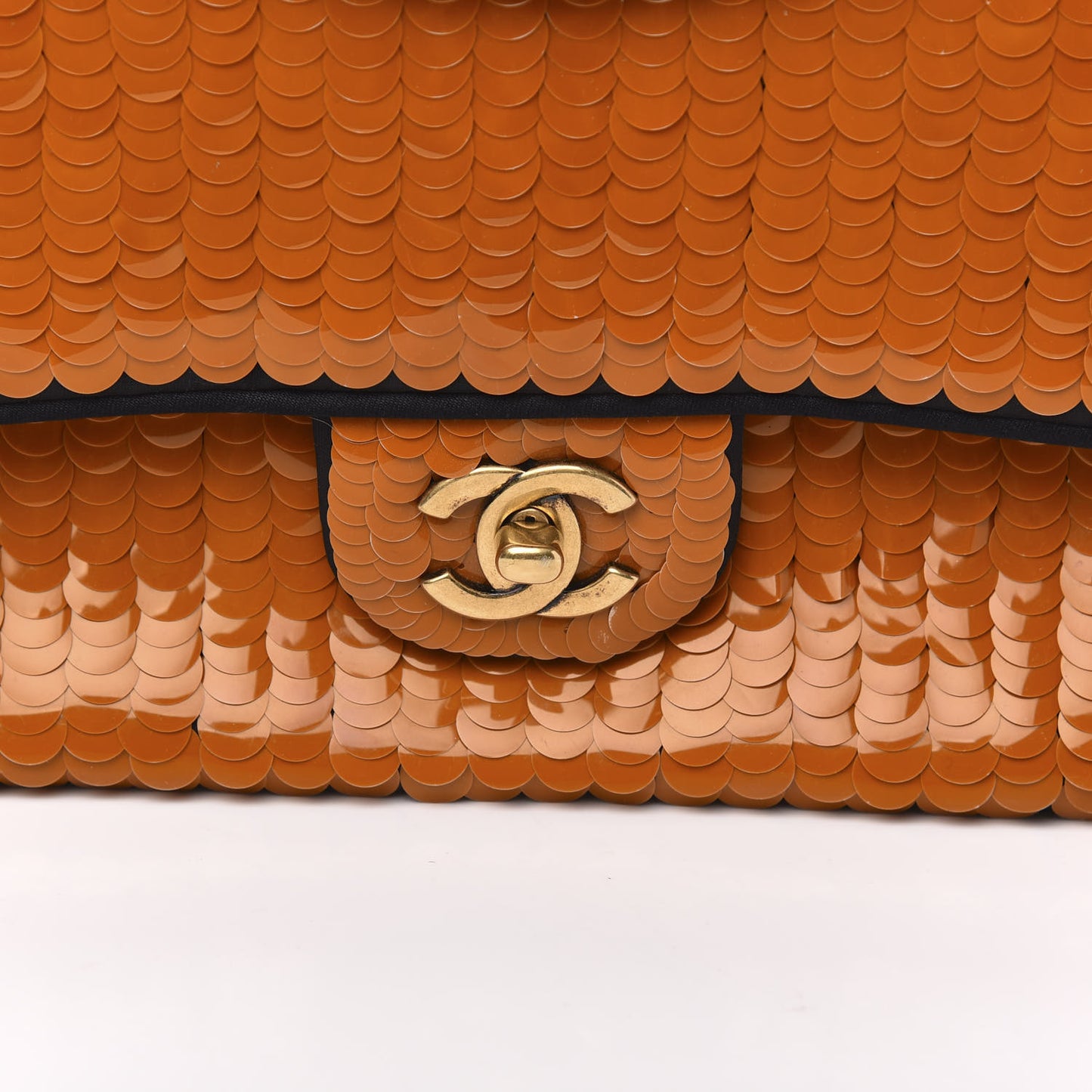 Satin Sequin Medium Paris Shanghai Double Flap Orange