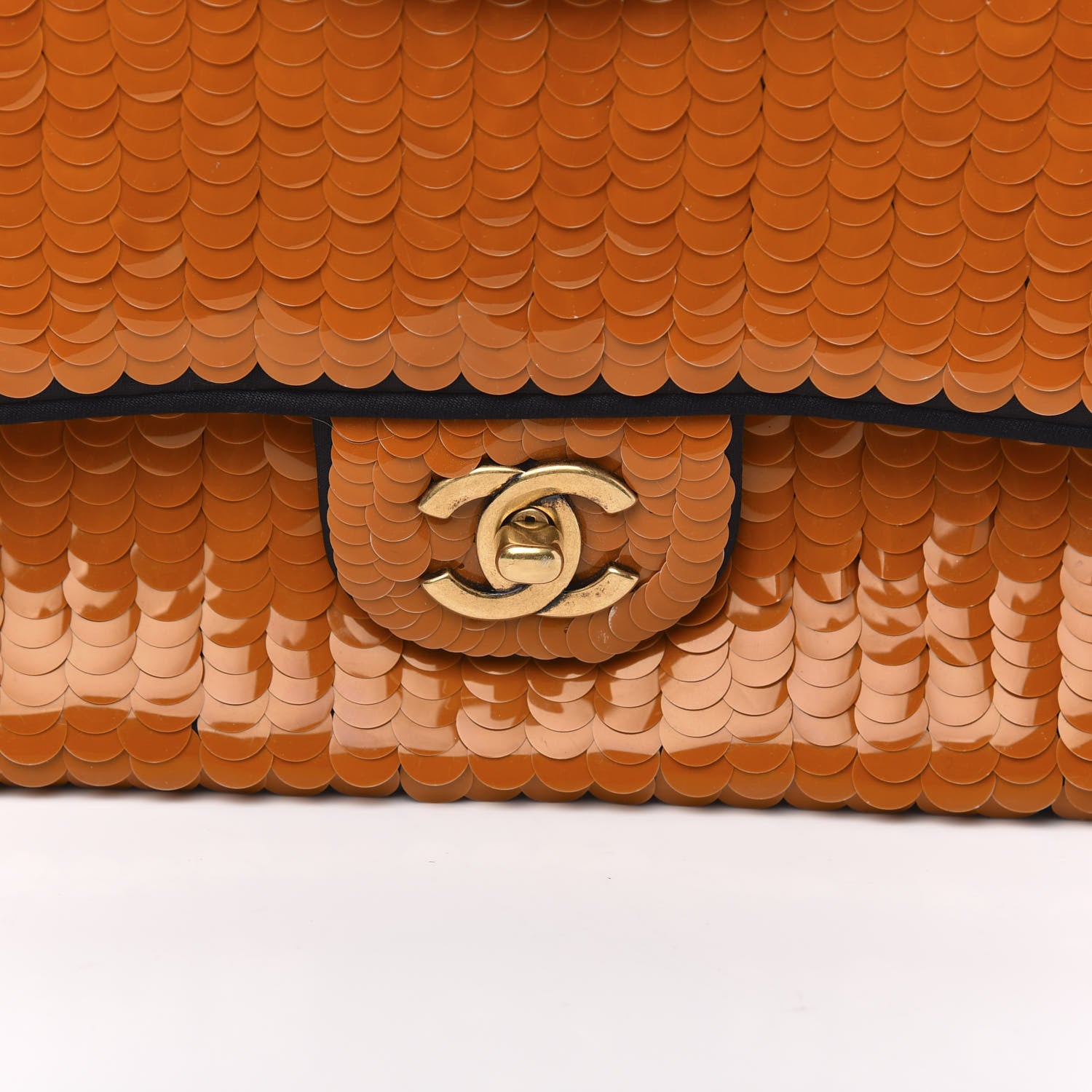 Chanel Satin Sequin Medium Paris Shanghai Double Flap Orange 9 of 9