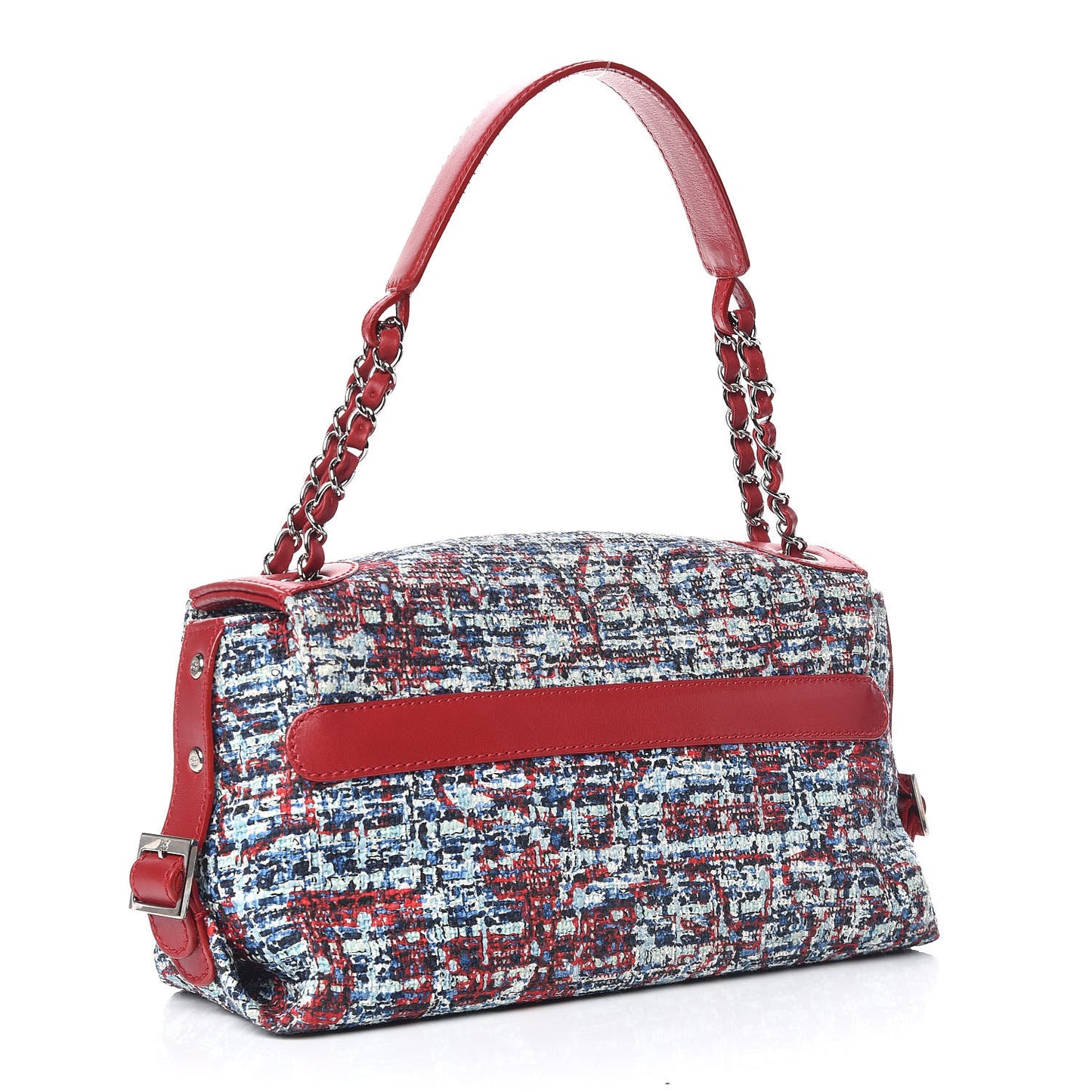 Tweed Lambskin Flap Blue Red