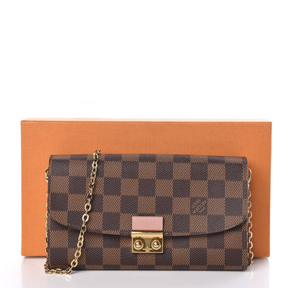 Louis Vuitton Damier Ebene Croisette Chain Wallet Rose Ballerine 10 of 10