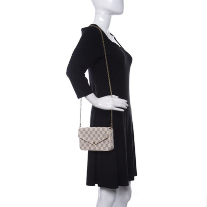 Louis Vuitton Damier Azur Pochette Felicie Chain Wallet Rose Ballerine 2 of 15