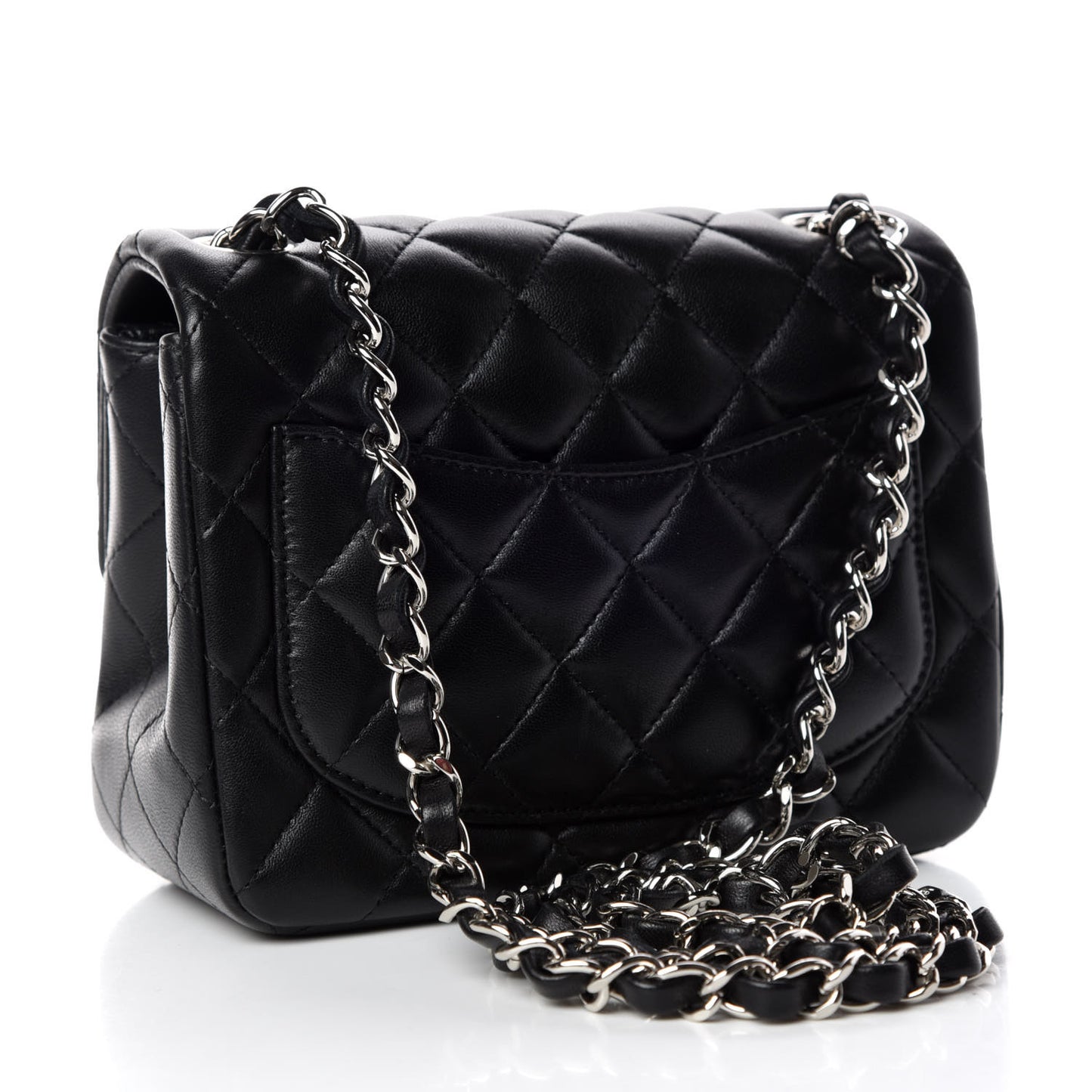Lambskin Quilted Mini Square Flap Black