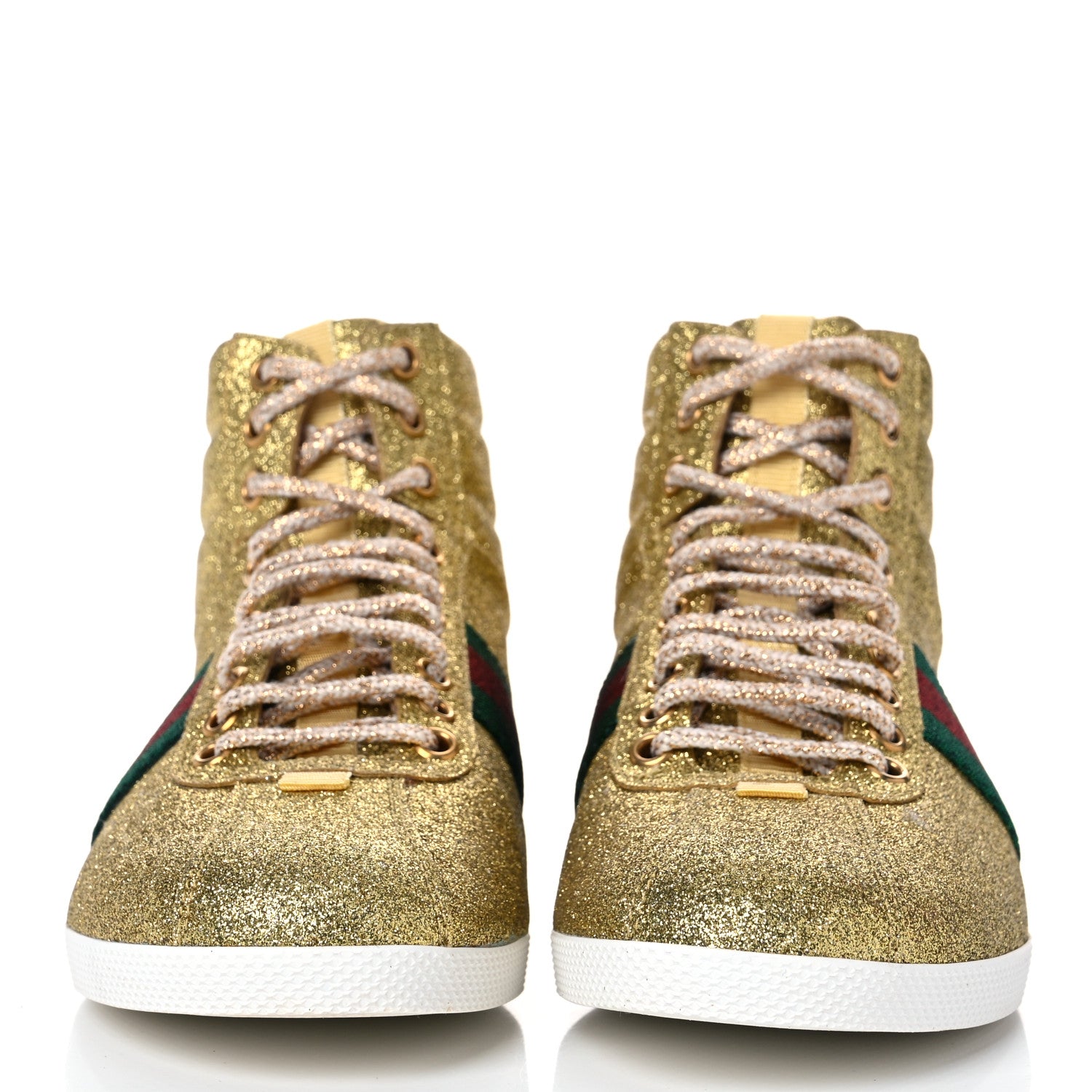 Gucci Glitter Web New Bright High Top Sneakers 39 Oro 2 of 15