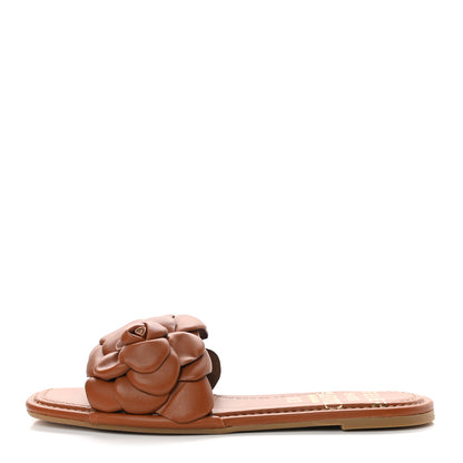 Valentino Garavani Calfskin Atelier 03 Rose Edition Slide Sandals 38 Cuoio 1 of 8