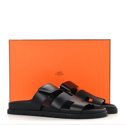 Hermes Calfskin Womens Chypre Sandals 38 Black 10 of 10