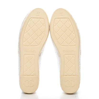 Chanel Tweed Patent CC Espadrilles 37 White 5 of 10