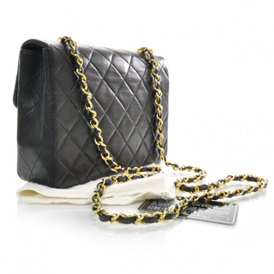 Lambskin Quilted Mini Flap Black