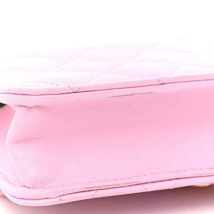 Chanel Lambskin Quilted Flap Phone Holder With Chain Lilac Light Green 12 of 14
