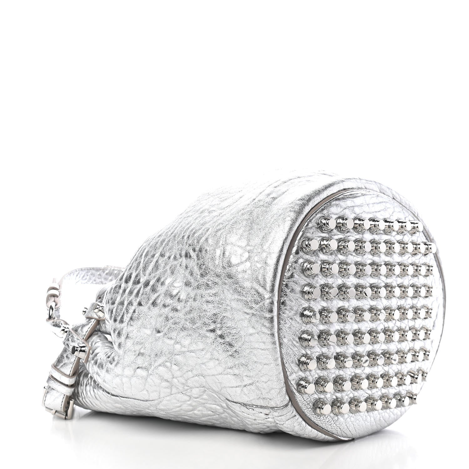Alexander Wang Metallic Pebbled Lambskin Diego Bucket Bag Rhodium Hardware Silver 3 of 8