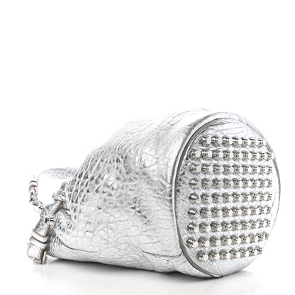 Alexander Wang Metallic Pebbled Lambskin Diego Bucket Bag Rhodium Hardware Silver 3 of 8