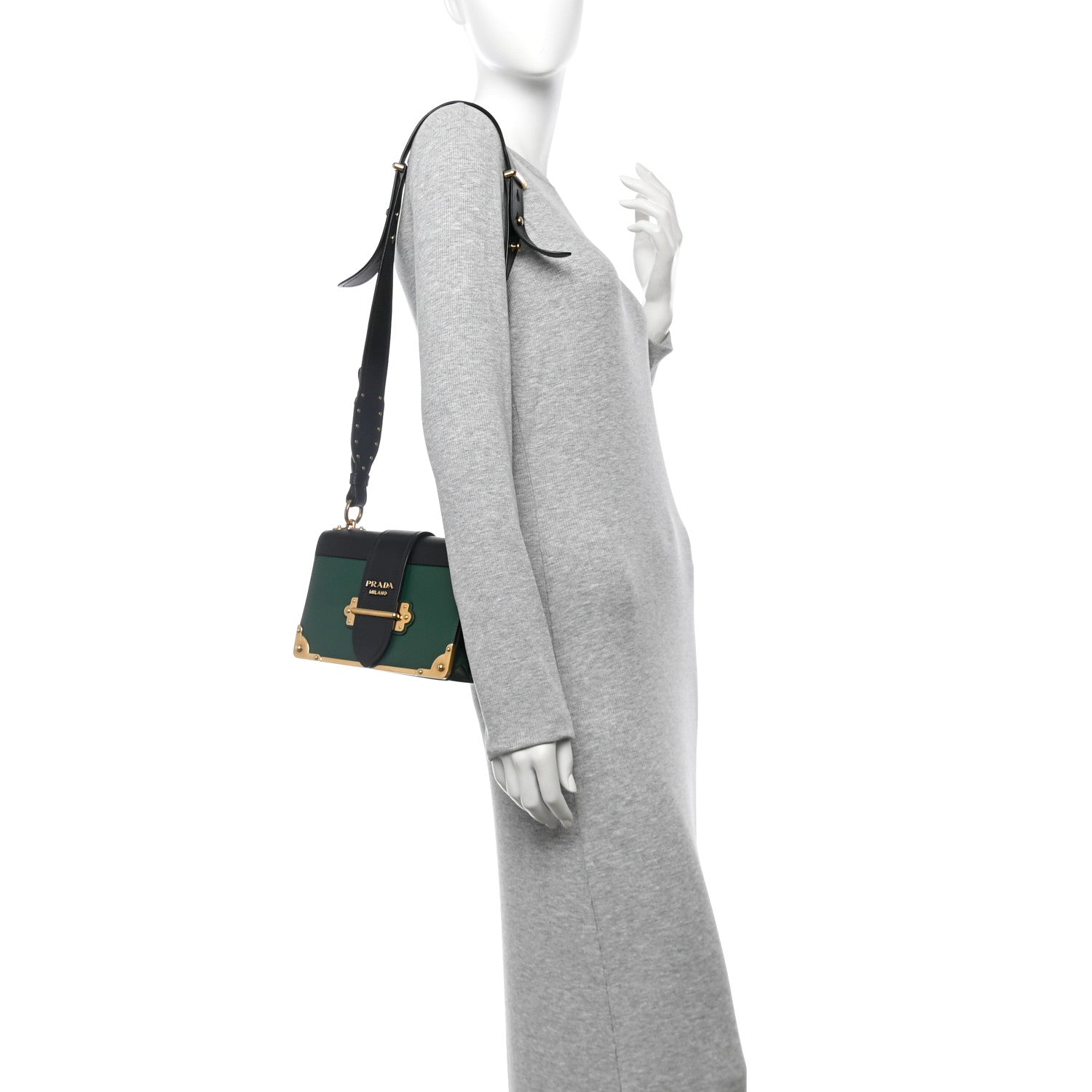Prada City Calf Saffiano Cahier Bag Biliardo Black 2 of 12