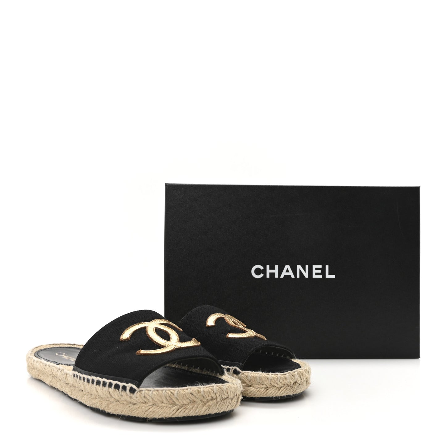 Wool Laminated Lambskin CC Slide Sandals 41 Black Gold