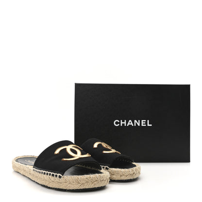 Chanel Wool Laminated Lambskin CC Slide Sandals 41 Black Gold 8 of 8