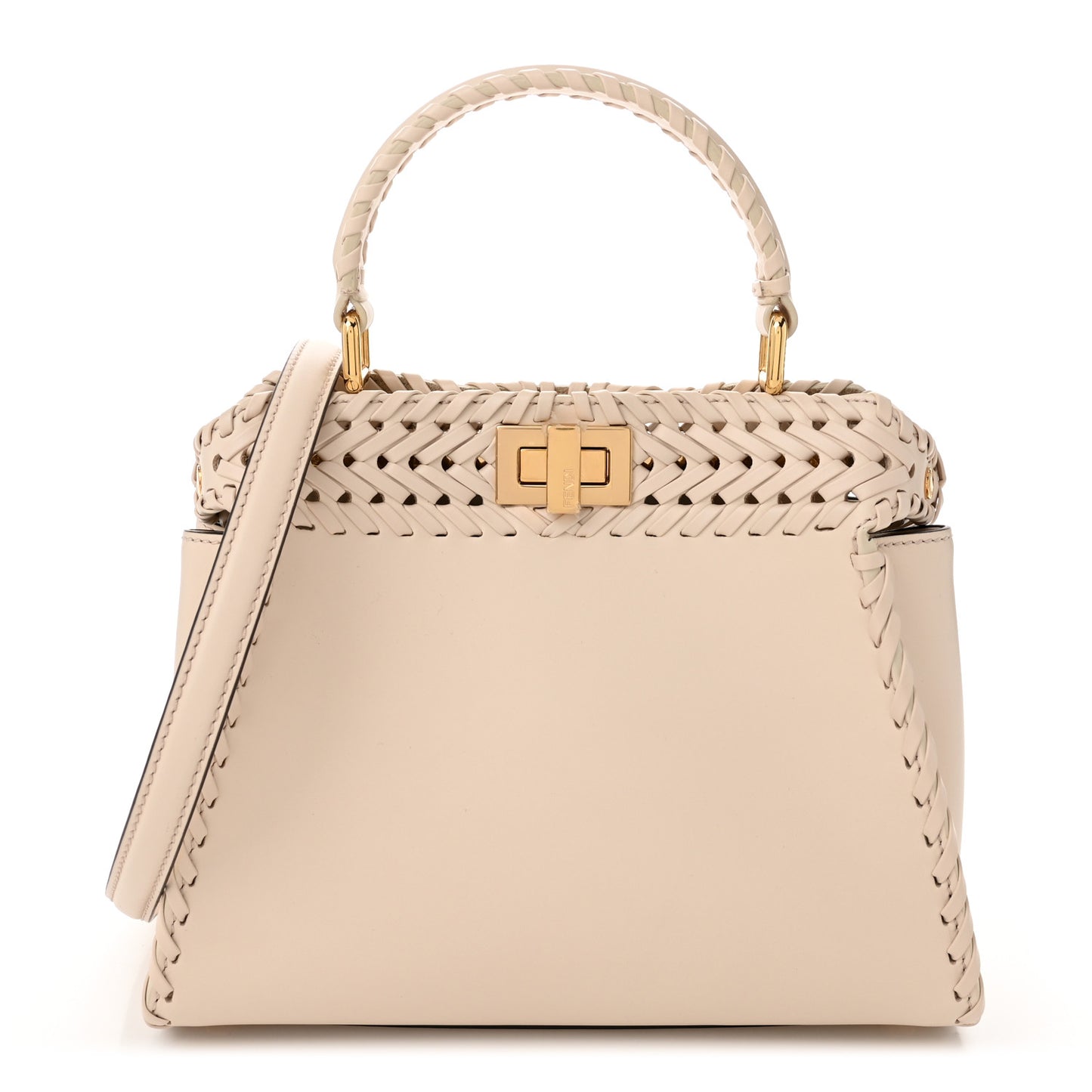 Nappa Interlace Mini Peekaboo Iconic Satchel Camelia