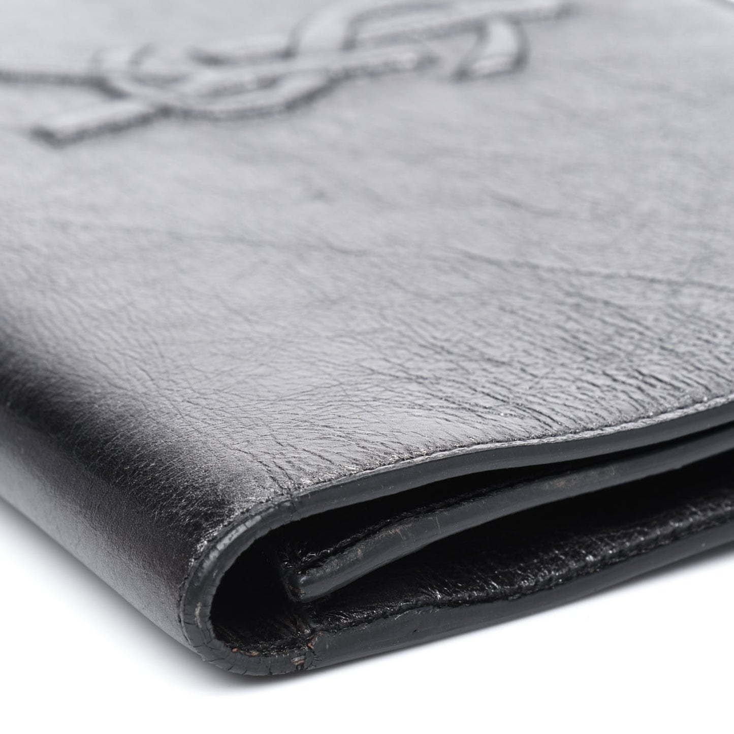 Metallic Calfskin Monogram Large Belle De Jour Clutch Dark Silver