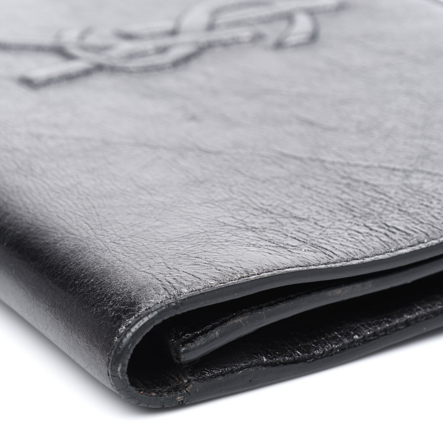 Saint Laurent Metallic Calfskin Monogram Large Belle De Jour Clutch Dark Silver 18 of 22