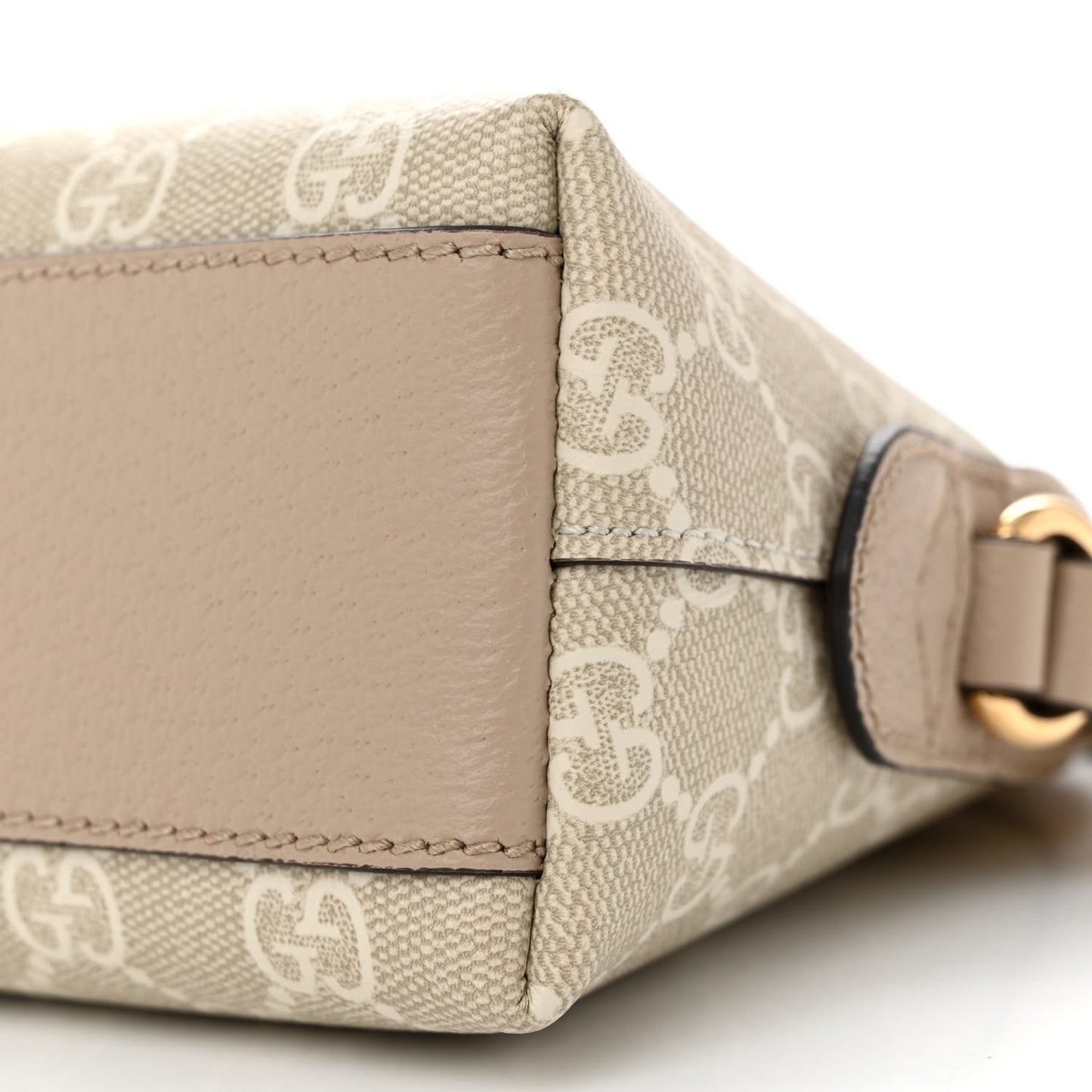 GG Supreme Monogram Textured Dollar Calfskin Web Small Ophidia Dome Shoulder Beige Mystic White Oatmeal