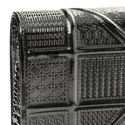 Christian Dior Metallic Patent Micro-Cannage Diorama Wallet on Chain Pouch Onyx Black 14 of 15