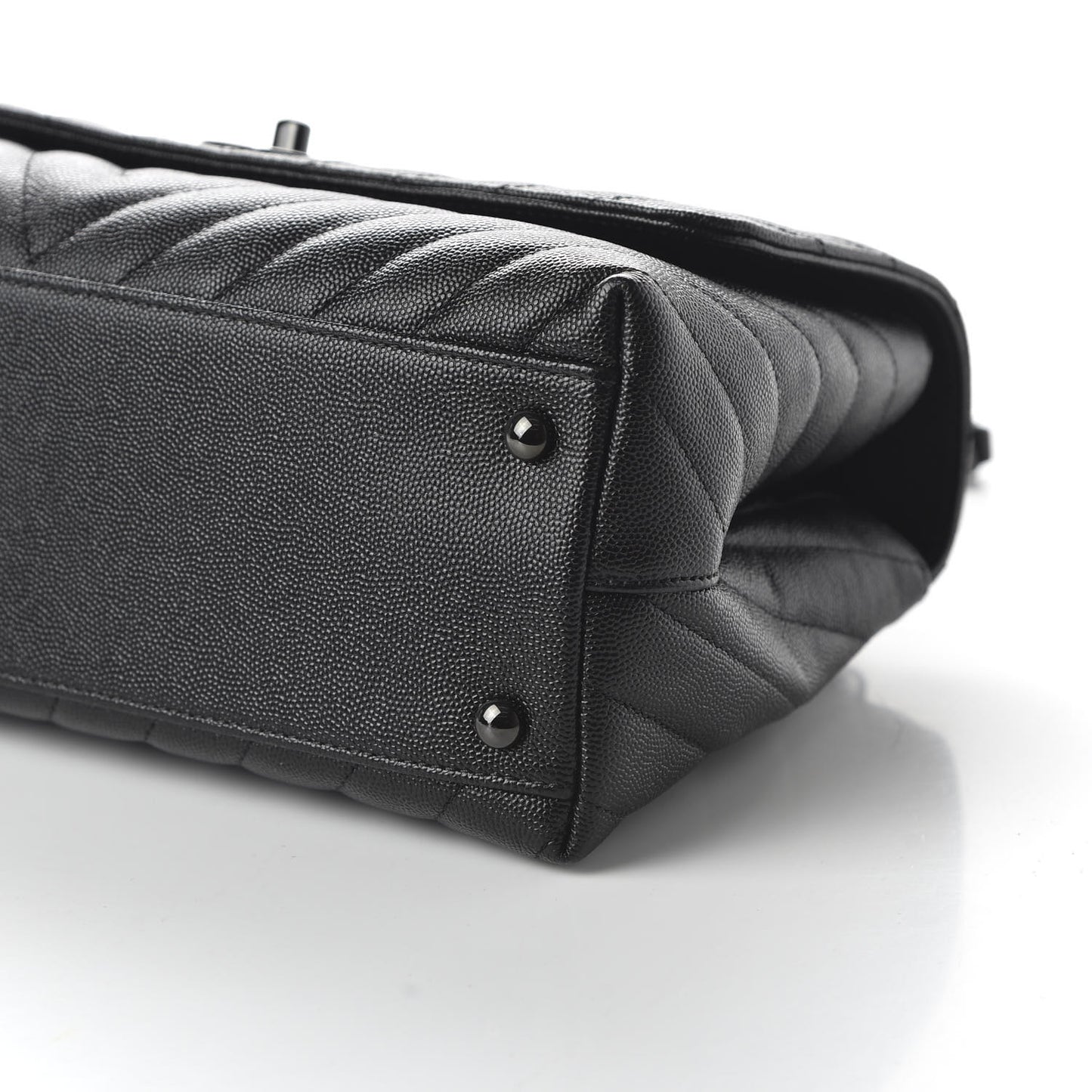 Caviar Chevron Quilted Small Coco Handle Flap So Black