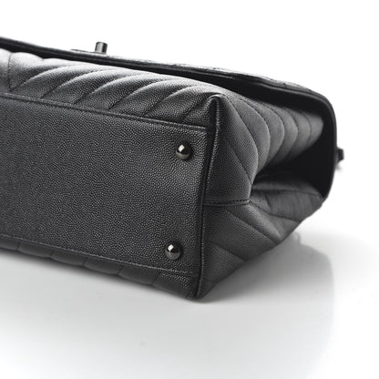 Chanel Caviar Chevron Quilted Small Coco Handle Flap So Black 7 of 11