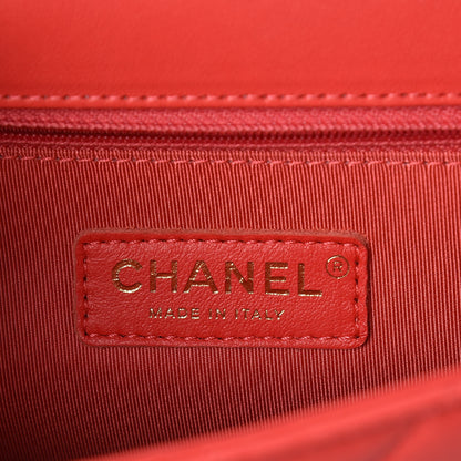 Chanel Lambskin Quilted Large Pearl Chain Flap Bag Red 6 of 10