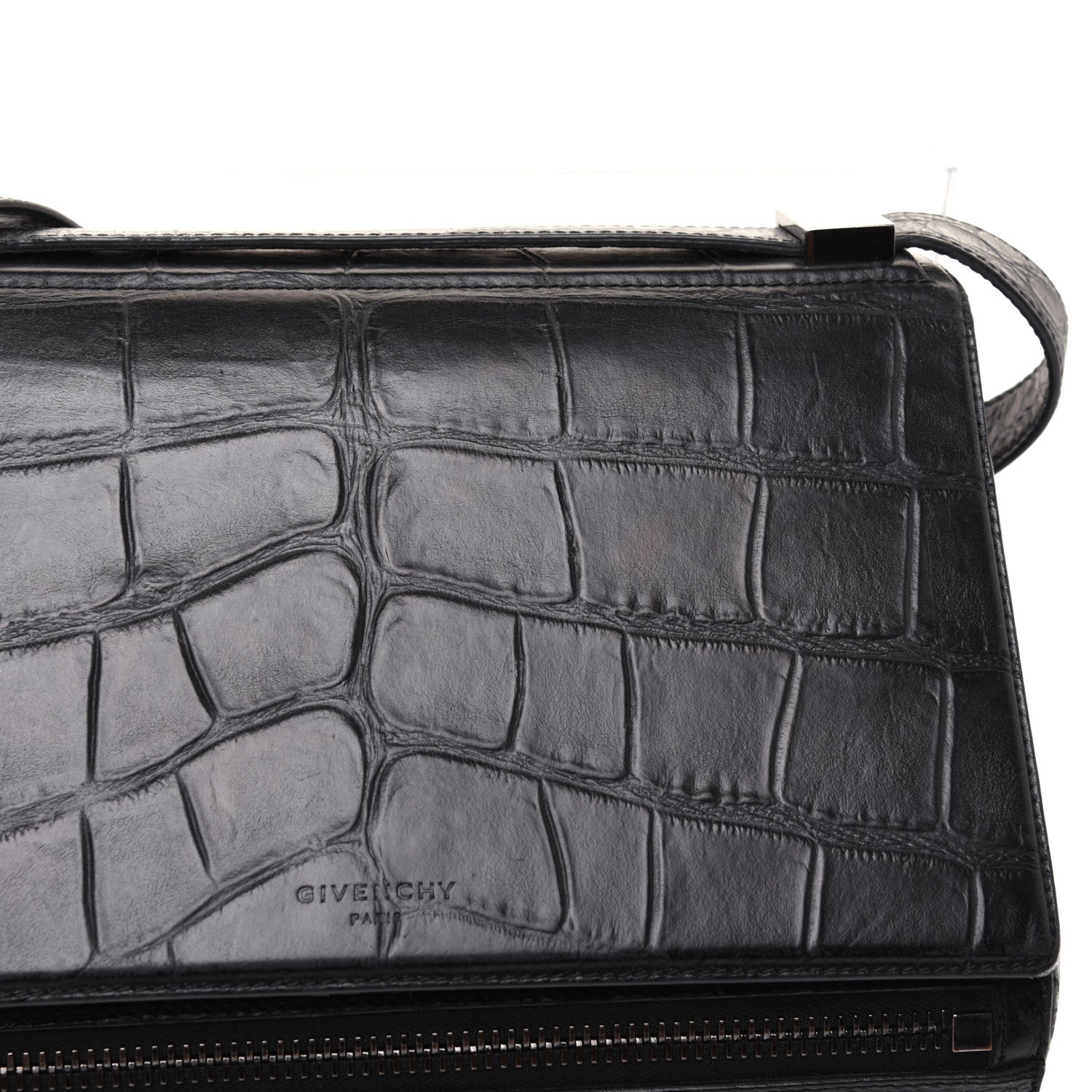 Givenchy Calfskin Crocodile Embossed Medium Pandora Box Crossbody Bag Black 19 of 28