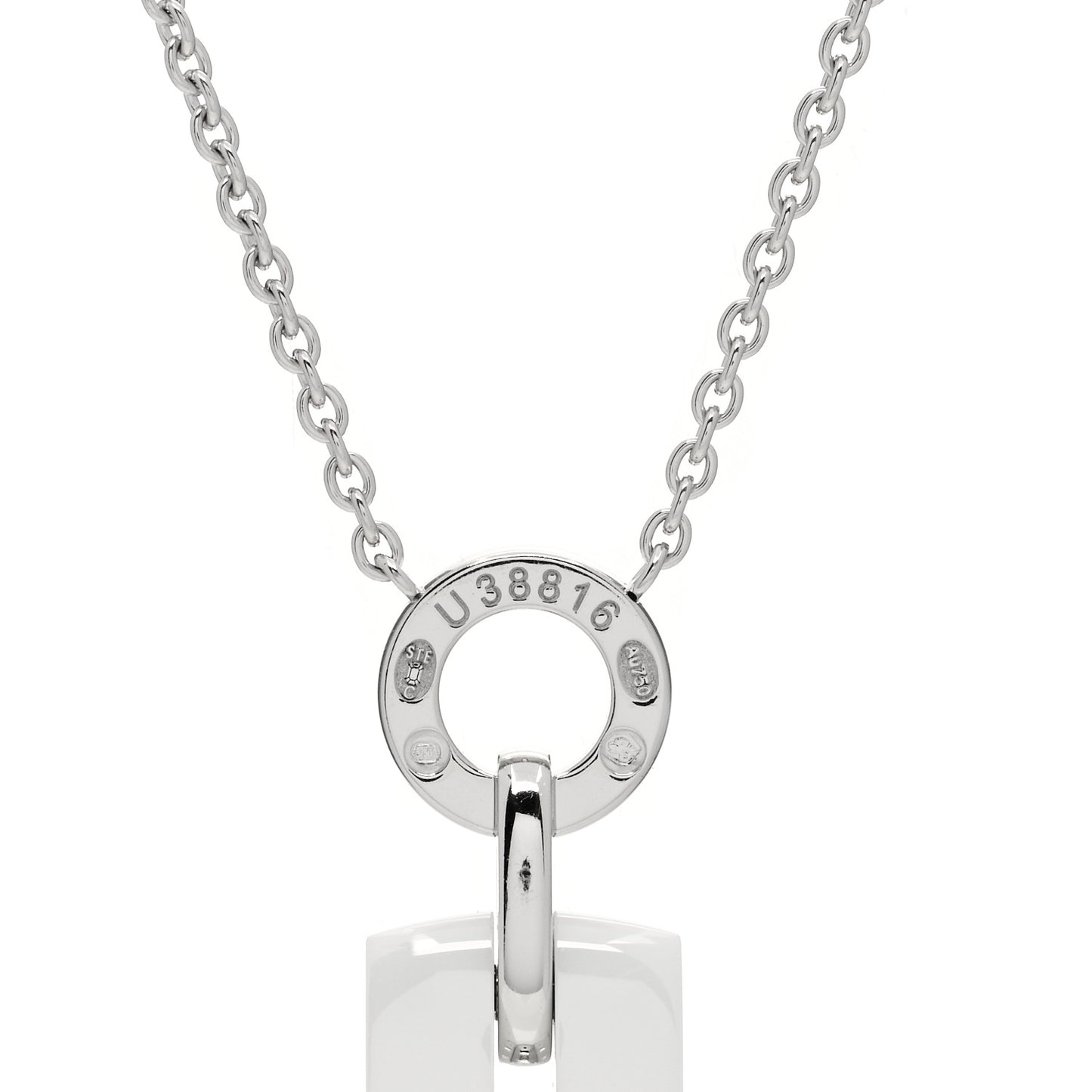 18K White Gold Diamond Ceramic Ultra Drop Pendant Necklace White