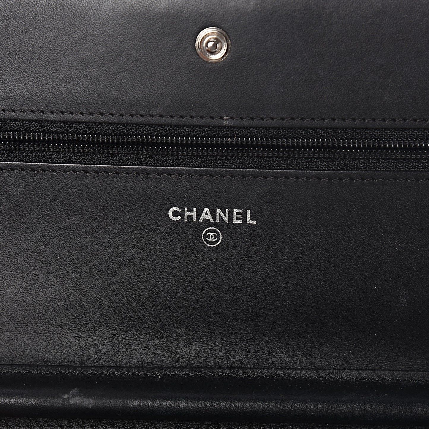 Patent Calfskin Quilted Boy Wallet On Chain WOC Black